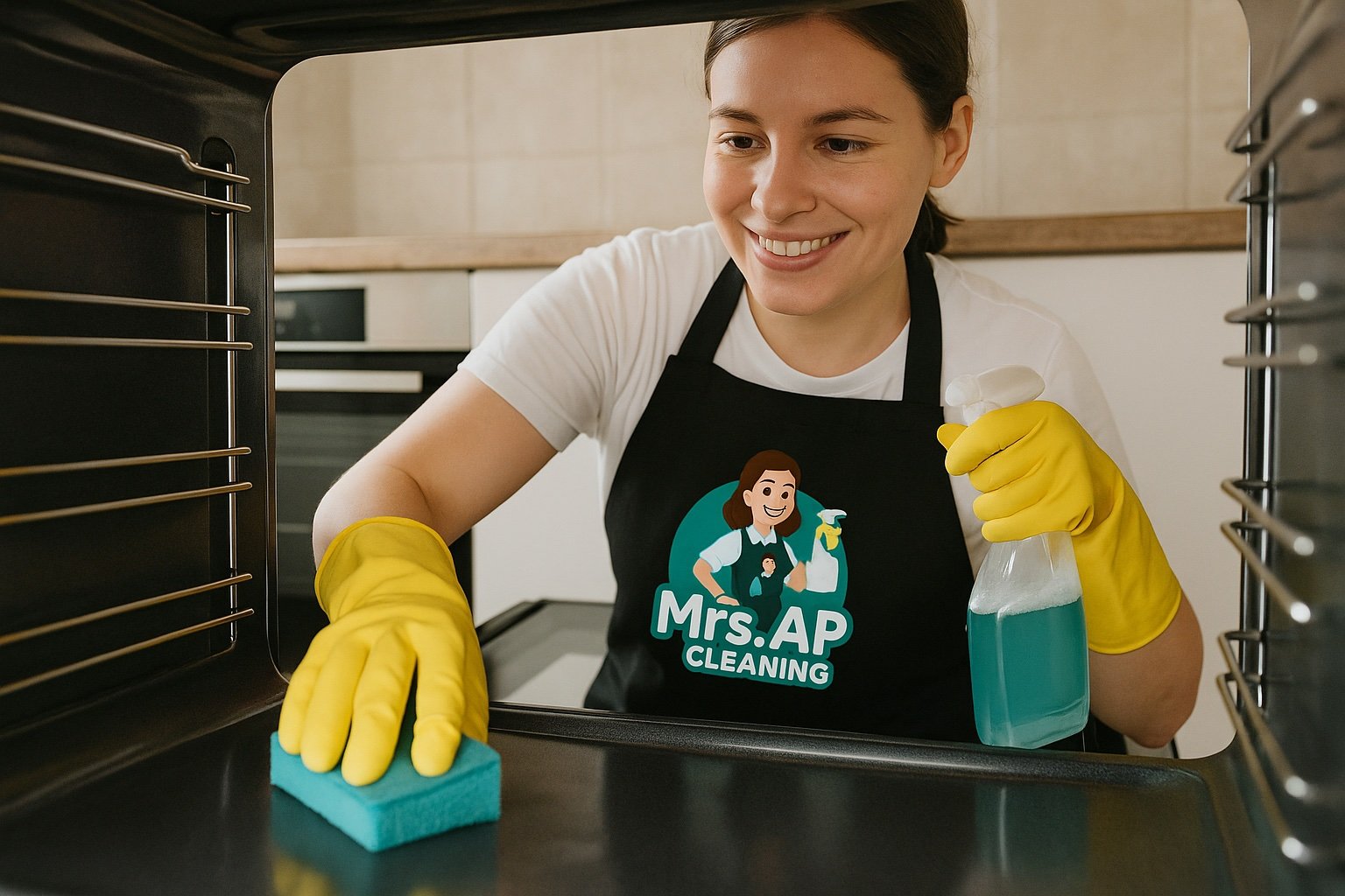 A freshly deep-cleaned kitchen oven